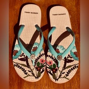 Cute Tory Burch sandals, discontinued print.